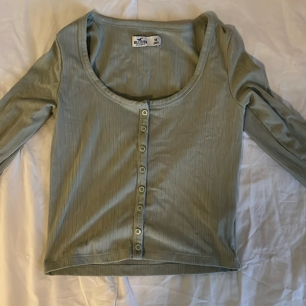 Green ribbed cardigan